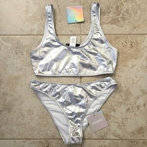 Missguided Metallic Top and Bottom Set - Size Women's US 8